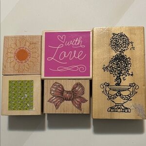 Decorative Wooden Stamp Set Garden/Love Theme
